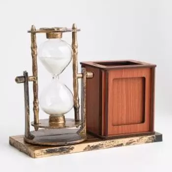 часы песочные Селин, сувенирные, с карандашницей и фоторамкой, 15.5х6.4х12 см 4727119