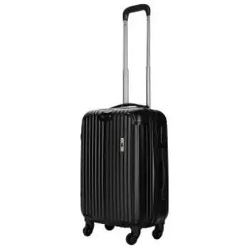 Чемодан дорожный M, 4 колеса, 60x40x26 см, черный, пластик