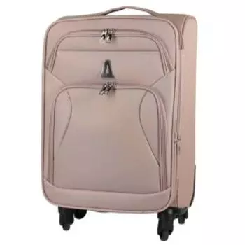Чемодан дорожный текстиль M, 4 колеса, 60x39x25 см, бежевый