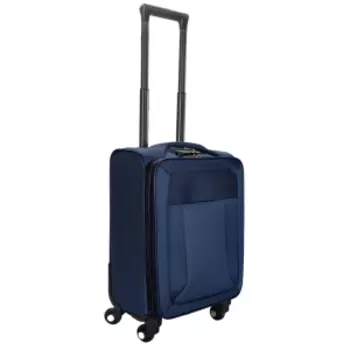 Чемодан дорожный текстиль S, 55x20x34 см, 4 колеса, синий