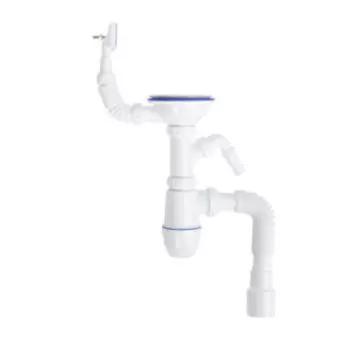 Cифон Kitchen Line для мойки с выпуском 3 1/2 с переливом и отводом