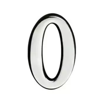 Цифра дверная 0, самоклеящаяся, пластик, 10 см, хром