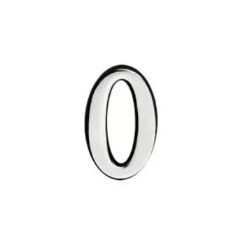 Цифра дверная 0, самоклеящаяся, пластик, 5.5 см, хром