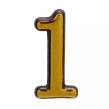 Цифра дверная 1, клеевая основа, пластик, золото