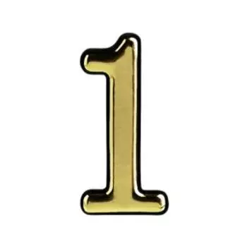 Цифра дверная 1, самоклеящаяся, пластик, 10 см, золото