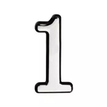 Цифра дверная 1, самоклеящаяся, пластик, 10 см, хром
