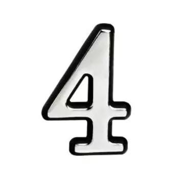 Цифра дверная 4, самоклеящаяся, пластик, 10 см, хром