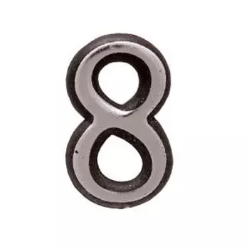 Цифра дверная 8, клеевая основа, пластик, хром