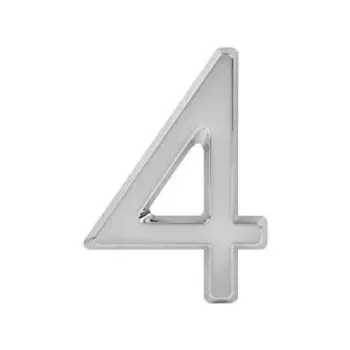 Цифра на дверь НОРА-М 4, 75 мм, пластик, хром