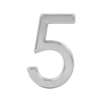 Цифра на дверь НОРА-М 5, 75 мм, пластик, хром