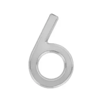 Цифра на дверь НОРА-М 6, 75 мм, пластик, хром