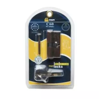 Цилиндр замка MSM C60мм, ключ-ключ, медь