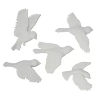 Декор настенный Птички, 5 шт, гипс, белый