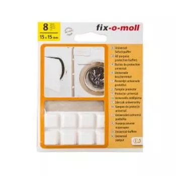 Демпфер защитный FIX-O-MOLL универсальный, самоклеящийся, 15х15 мм, белый, 8 шт