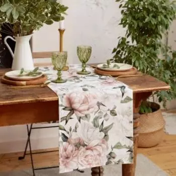 Дорожка на стол Этель Пионы, 40х145 см, саржа