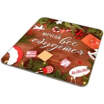 Доска разделочная С Новым годом!, 18х18 см, стекло, в ассортименте