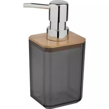 Дозатор для жидкого мыла Оникс, 7х6х15.5 см, полипропилен/бамбук/хромированная пластмасса