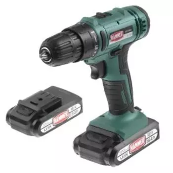 Дрель аккумуляторная Hammer ACD18A, 18 В, 2x1.5 Ач, 10 мм, 0-350/0-1250 об/мин, 35 Нм