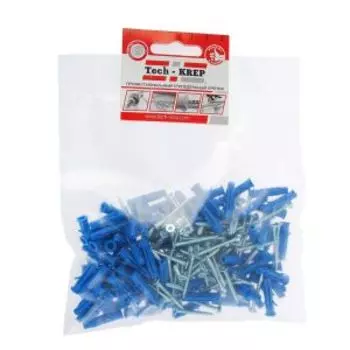 Дюбель 5х25 мм с саморезами оцинкованные TECH-KREP, 3,0х30 мм, потайная головка, 100 шт