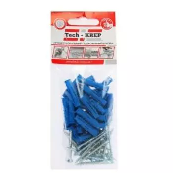 Дюбель 6х30 мм с саморезами оцинкованные TECH-KREP, 3,5х40 мм, потайная головка, 30 шт