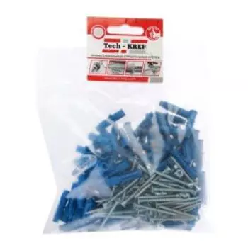 Дюбель 6х30 мм с саморезами оцинкованные TECH-KREP, 3,5х40 мм, потайная головка, 100 шт