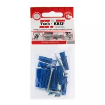 Дюбель 8х30 мм с саморезами оцинкованные TECH-KREP, 5,0х40 мм, потайная головка, 10 шт