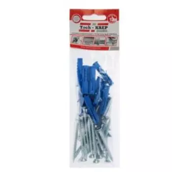 Дюбель 8х40 мм с саморезами оцинкованные TECH-KREP, 5,0х60 мм, потайная головка, 20 шт