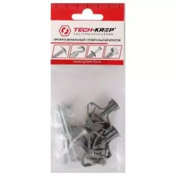 Дюбель бабочка для гипсокартона Tech-Krep 10х50 мм с саморезом 4х60 мм, 4 шт