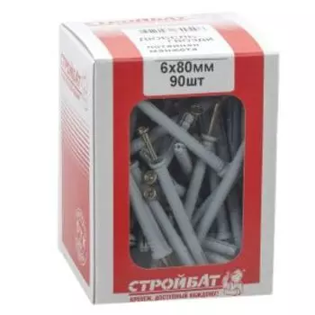 Дюбель-гвоздь с потайной манжетой СТРОЙБАТ, 6х80мм, 90шт