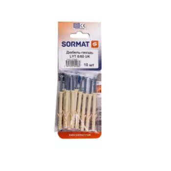 Дюбель-гвоздь Sormat LYT, 6х60 мм, 10 шт, нейлон