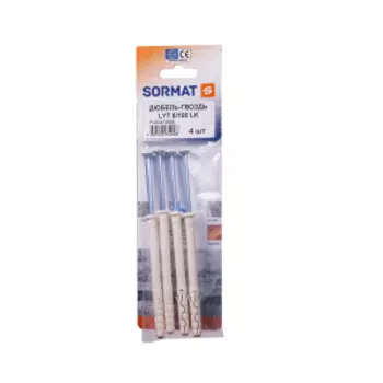 Дюбель-гвоздь Sormat LYT, 8х100 мм, 4 шт, нейлон