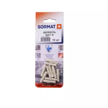 Дюбель нейлоновый Sormat NAT, 6х30 мм, 10 шт