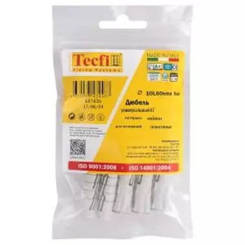 Дюбель универсальный Tecfi VZ, нейлон, 10х60 мм, 6 шт
