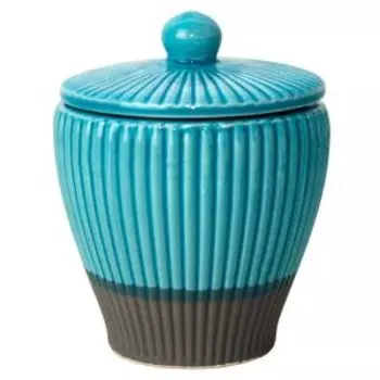 Емкость для ватных дисков Плиссе, керамика, голубой