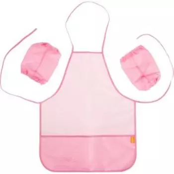 Фартук для труда, 39x49 см, 2 кармана, нарукавники, светло-розовый