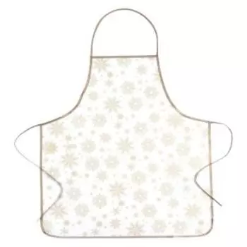 Фартук Доляна Снежинки, 70х80 см, полиэстер, белый/золотой