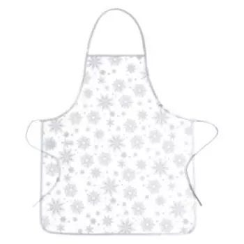 Фартук Доляна Снежинки, 70х80 см, полиэстер, белый/серебро