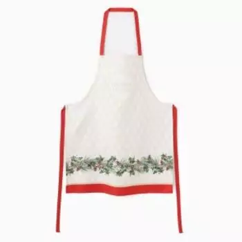 Фартук Этель Christmas wreath, 60х70 см, саржа 190г/м2, бежевый/красный