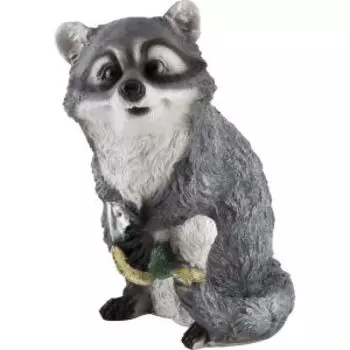 Фигура садовая Енот с рыбой, 25х20х35 см