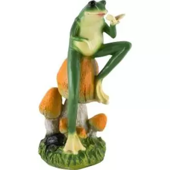 Фигура садовая Лягушка с бабочкой, 39 см