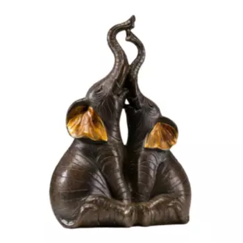 Фигурка декоративная Два африканских коричневых слона золотые ушки, 13.5х5.5х9.5 см, полистоун