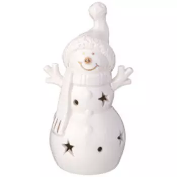 Фигурка декоративная Lefard Снеговик с led-подсветкой, 6.1х5.8х12 см, фарфор