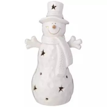 Фигурка декоративная Lefard Снеговик с led-подсветкой, 8.8х6.4х15.6 см, фарфор