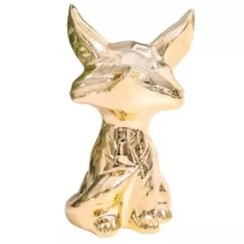 Фигурка декоративная Лисёнок, 3.5х5.5х7.2 см, керамика, золото