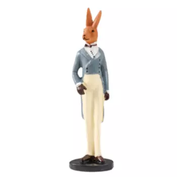 Фигурка декоративная Заяц в синем фраке с белыми брюками, полистоун