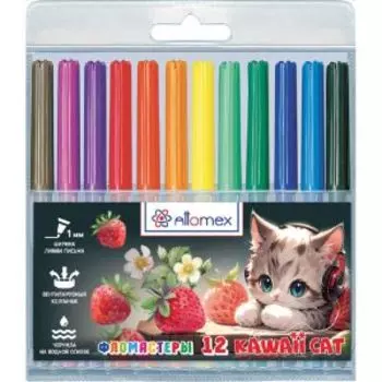Фломастеры Attomex Kawaii Cat, 12 цветов