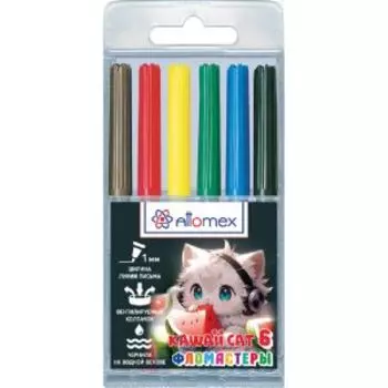 Фломастеры Attomex Kawaii Cat, 6 цветов