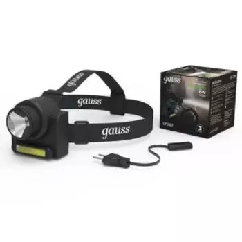 Фонарь налобный аккумуляторный Gauss GFL309, LED, 6 Вт, 180 Лм, lead acid, 800 мАч