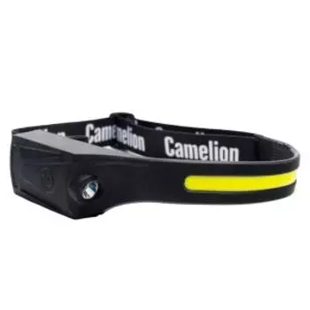 Фонарь налобный Camelion LED5383, COB+LED, 4 режима, 3хAAA, черный