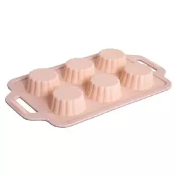 Форма для выпечки маффинов Attribute Bake Aurora, 6 ячеек, 34x19.5x3 cм, силикон/металл